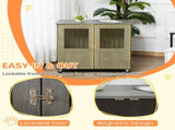 Dog Crate Table for Medium and Large Dogs with Magnetic Door for Indoor Use, 85 x 55 x 75 cm, Grey T3398P376412