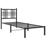 Metal Bed Frame without Mattress with Headboard Black 75x190cm 376314