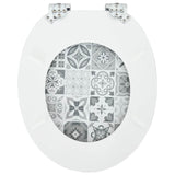 Soft-Close Toilet Seat 2 pcs Blue and White Porcelain MDF board 3414540