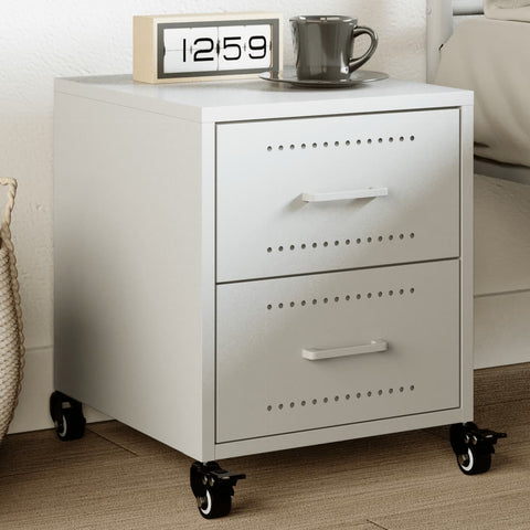 ZNTS Bedside Cabinet White 36x39x43.5 cm Steel 846636