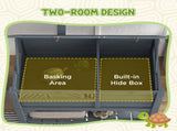 Wooden Tortoise House, with Shelter, Run, Shelf, Lamp Holder, Tray, Grey T3398P350001
