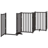 Dog Gate with Door Foldable 6 Panels Black 300 cm Solid Wood Fir 352287