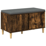 Hall Bench with Cushion with Storage Smoked Oak 80 x 38 x 46 cm 891532