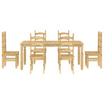 ZNTS 7 Piece Dining Set Panama Solid Wood Pine 3345212