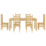 ZNTS 7 Piece Dining Set Panama Solid Wood Pine 3345212