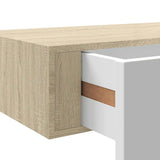 Wall Drawer Shelves 2 pcs Oak and White 40x23.5x10cm MDF 330250