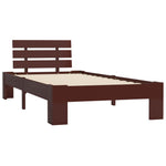 ZNTS Bed Frame without Mattress Dark Brown Solid Pine Wood 90x200 cm 283172