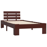 ZNTS Bed Frame without Mattress Dark Brown Solid Pine Wood 90x200 cm 283172