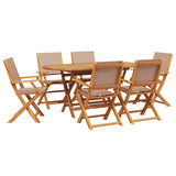 ZNTS 7 Piece Garden Dining Set Taupe Fabric and Solid Wood 3281714