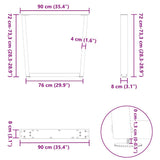 Dining Table Legs V-Shape 2 pcs White 90x cm Steel 4012653