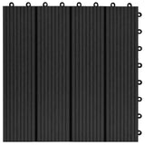 11 pcs Decking Tiles WPC 30x30 cm 1 sqm Black 45023