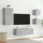 ZNTS 4 Piece TV Wall Cabinets with LED Lights Concrete Grey 3216884