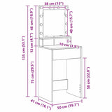 Dressing Table Smoked Oak 50 x 41 x 135 cm Engineered Wood 865122