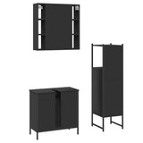 3 Piece Bathroom Cabinet Set Black Engineered Wood 3214760