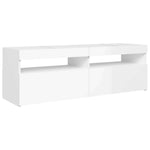TV Cabinet with LED Lights High Gloss White 120x35x40 cm 804379