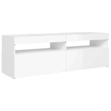 TV Cabinet with LED Lights High Gloss White 120x35x40 cm 804379