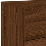 ZNTS Wall-mounted Bedside Cabinet with LED Lights Brown Oak 836824