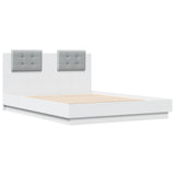 Bed Frame with LED without Mattress White 135x190 cm Double 3210045