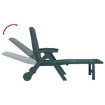 Folding Sun Lounger with Wheels Green PP 364697