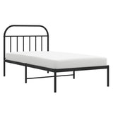 Metal Bed Frame without Mattress with Headboard Black 100x190cm 353629