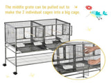 Large Bird Cage Parrot Cage with Divider, Slide Tray for Finch Canaries Parakeets Cockatiels, 95 x T3398P349805