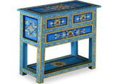Sideboard with Drawers Solid Mango Wood Turquoise Hand Painted 244840