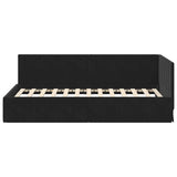 Corner Bed Frame with Headboard Black 100 cm x 200 cm Velvet 42016322