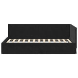 Corner Bed Frame with Headboard Black 100 x 200 cm Velvet 42016322