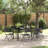 Garden Dining Set Folding 7 pcs Black Powder-Coated Steel 3379377