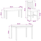 Dining Set 5 pcs Grey Solid Oak Wood 3430275