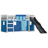 Bunk Bed without Mattress with Slide and Curtains Blue 90x190 cm Single 3284129