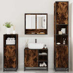 ZNTS 4 Piece Bathroom Furniture Set Smoked Oak Engineered Wood 3301237