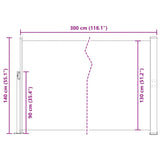Retractable Side Awning 140 x 300 cm Brown 45358