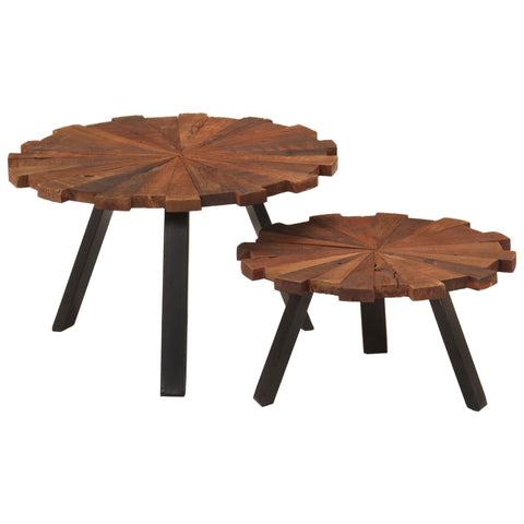 ZNTS Coffee Tables 2 pcs Solid Wood Reclaimed and Iron 356250