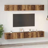 TV Cabinet Set Wall-mounted 6 pcs Old Wood Engineered Wood 3393474