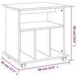 Rolling Cabinet Smoked Oak 60x45x60 cm Engineered Wood 826354