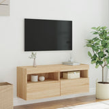 TV Wall Cabinet with LED Lights Sonoma Oak 100x30x40 cm 837213