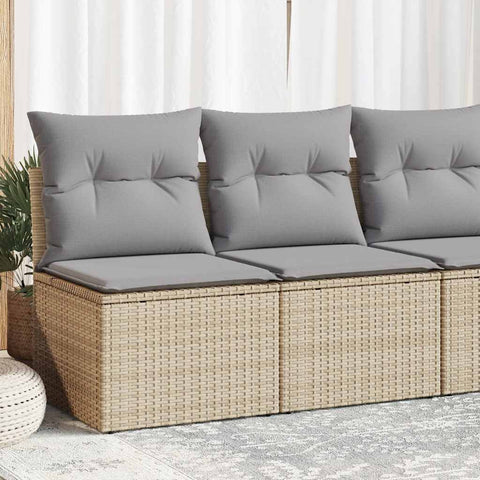 ZNTS 2 Piece Garden Sofa Set with Cushions Beige Poly Rattan Acacia 3325235