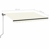 Manual Retractable Awning with LED 350x250 cm Cream 3069082