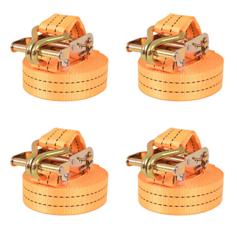 ZNTS Ratchet Tie Down Straps 4 pcs 1 Tonnes 6mx38mm Orange 142660
