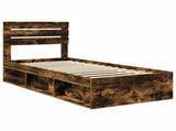 Bed Frame Smoked Oak 100 x 200 cm Solid Pine Wood 3411451