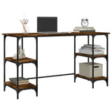 Desk Smoked Oak 140x50x75 cm Metal and Engineered Wood 845328