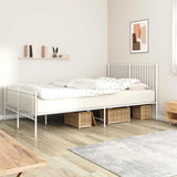 Metal Bed Frame without Mattress with Footboard White 160x200cm 350952