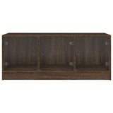 Coffee Table with Glass Doors Brown Oak 102x50x42 cm 836419