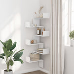 ZNTS Wall Corner Shelf White 45x45x147 cm Engineered Wood 852636