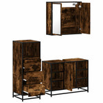 ZNTS 3 Piece Bathroom Furniture Set Smoked Oak Engineered Wood 3301032