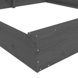 Sandbox with Seats Grey Square Solid Wood Pine 825046