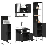 4 Piece Bathroom Furniture Set Black Engineered Wood 3214705