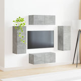 TV Wall Cabinet Set 4 pcs Concrete Grey Engineered Wood 3408919