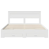 Bed Frame with Headboard White 200 x 200 cm Engineered Wood 3409953